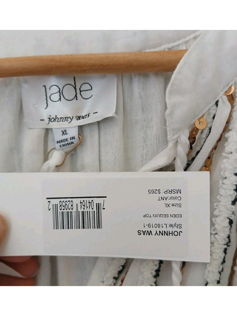 New Johnny Was Jade Eden Sequin Embellished Blouse - Picture 7 of 11